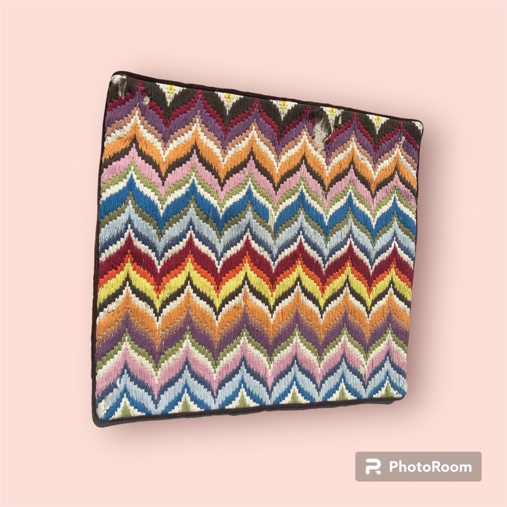 Jonathan Adler Chevron Crochet pillow Cover needlepoint